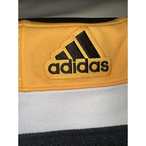NWT Boston Bruins Jersey Mens 46 S Adidas PRIMEGREEN NHL BLACK AND YELLOW - Picture 9 of 16
